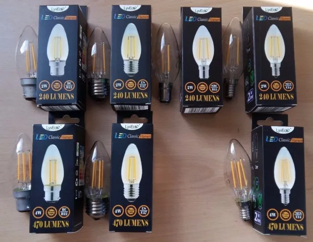 2w/4w LED Clear Candle Filament Light Bulb BC B22 SBC B15 ES E27 SES E14 40w/70w