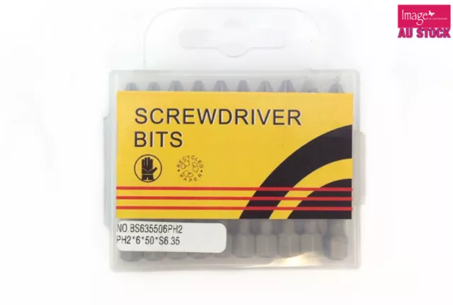 10pcs 50mm Phillips PH2 Head Driver Bit Screw Driver Bit Screwdriver 12154