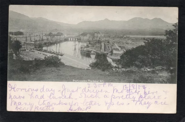 Postcard Porthmadog Harbour Gwynedd Wales undivided back duplex postmark 1902