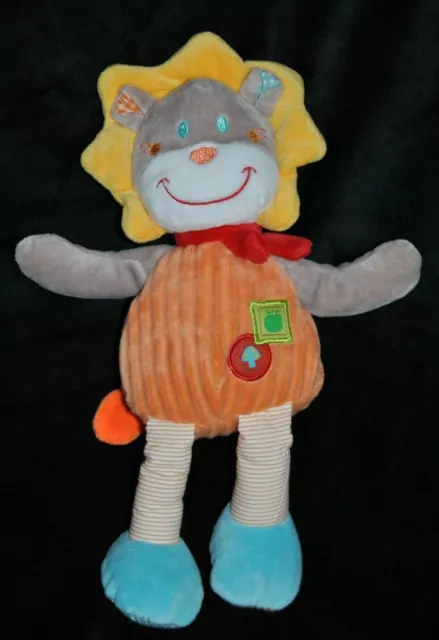 Peluche Lion MOTS D'ENFANTS Leclerc Gris Orange Jaune Rayé 31 Cm Doudou NEUF
