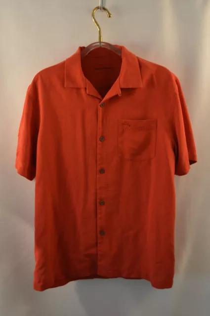 Tommy Bahama Island Zone Shirt Men's Size Medium Short Sleeve Red Silk Blend