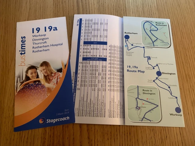 STAGECOACH EAST MIDS routes 19/19a Worksop-Rotherham timetable 3 March ...