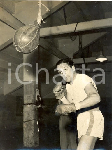 1955 GENOVA Pugilato Aureliano BOLOGNESI in allenamento *Foto 18x24