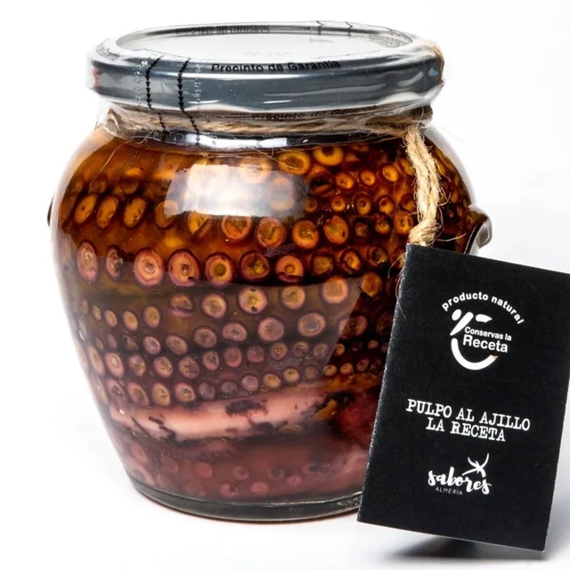 Conservas La Receta Polpo Grande con Aglio in Olio Extravergine di Oliva