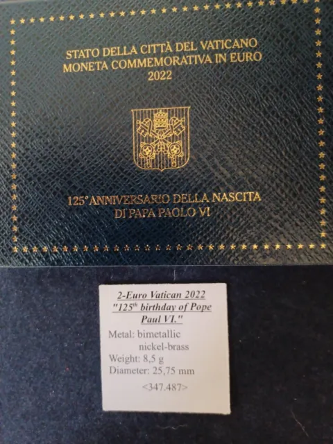 Vatikan 2022 / 2.- Euro - " 125th birthday of Pope Paul VI " 2
