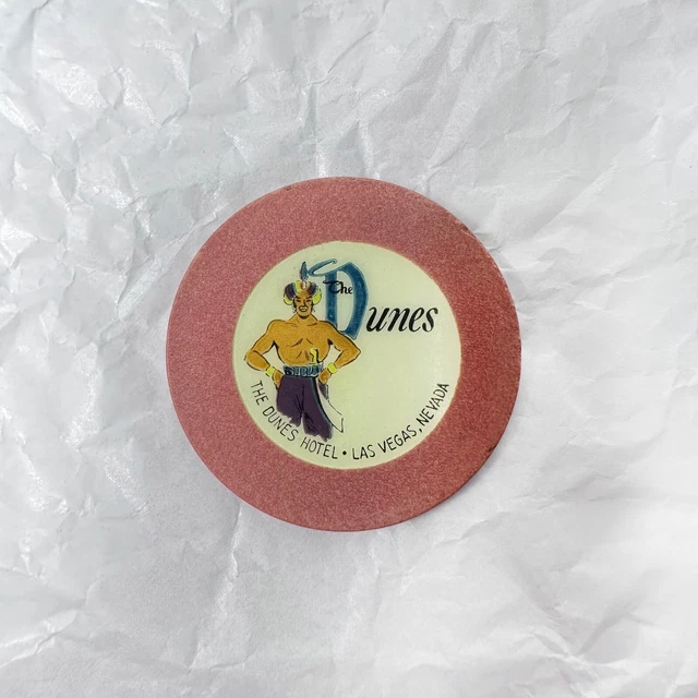 The Dunes Hotel Las Vegas Salmon Pink Sultan Poker Roulette Chip VTG 1950s (c) The Dunes Hotel Las Vegas Salmon Pink Sultan Poker Roulette Chip VTG 1950s (c)