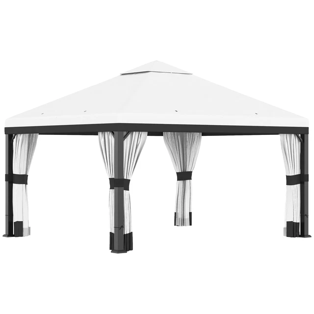 Pavillon 3 x 3 m, Gartenzelt mit Netzseiten, Festzelt mit UV-schutz Metall