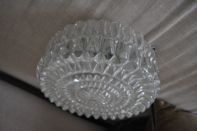Ancienne APPLIQUE VINTAGE VERRE pressé moulé Suspension DESIGN 1960 loft atelier