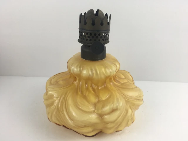 Amber Cased Consolidated Glass Co. Plume Miniature Oil Lamp