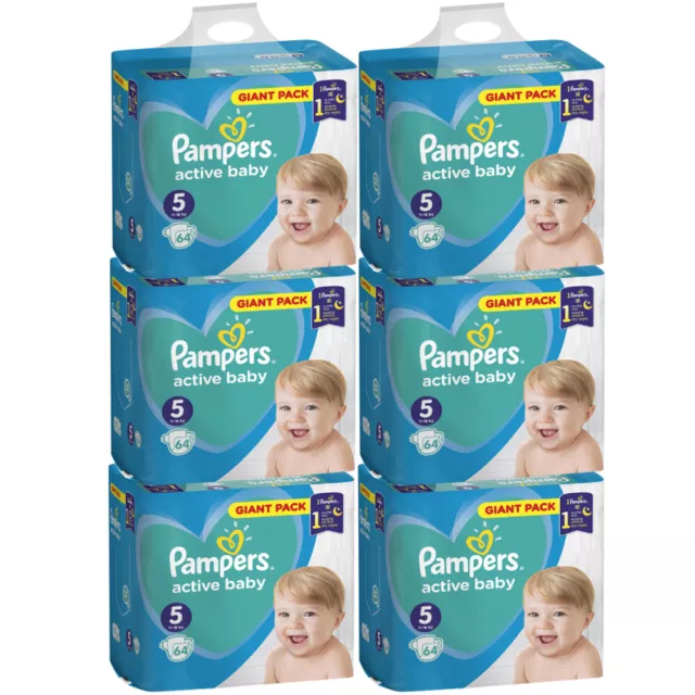 Pampers Active Baby "Gr.5" Junior 11-16 kg (64-384 Windeln/Packung) Monatsbox