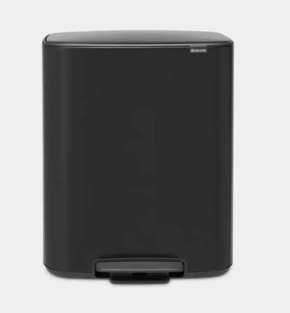 Brabantia Bo Recycling Kitchen Pedal Bin 2 x 30L 60L Matt Black TINY DENTED