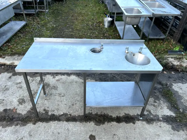Commercial Stainless Steel Table with Sink (1.2m) Read Description Re: Delivery.