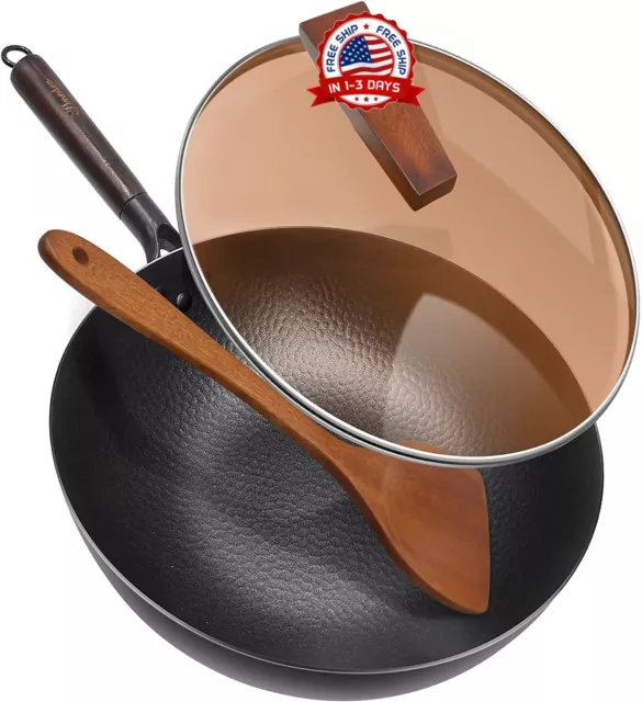 sarten wok set completo de sartenes chino para saltear olla wok de 12.5 Inches