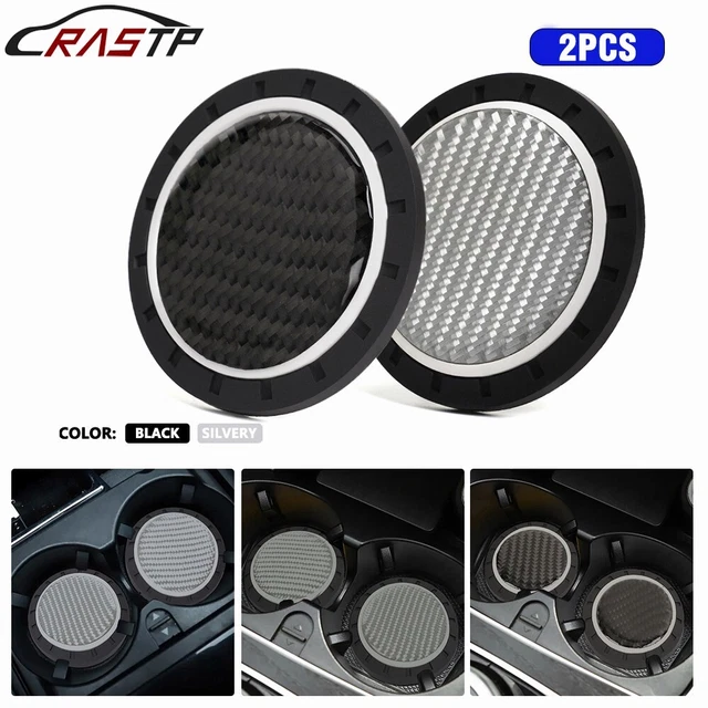 2X  Carbon Fiber Cup Holder Pad Water Cup Slot Non-Slip Mat Car Accessories