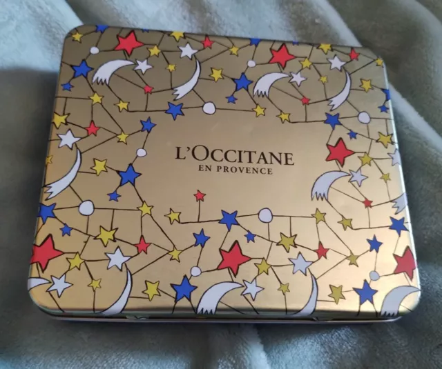 L’Occitane En Provence Blue rectangle Tin with patterned lid (Empty)