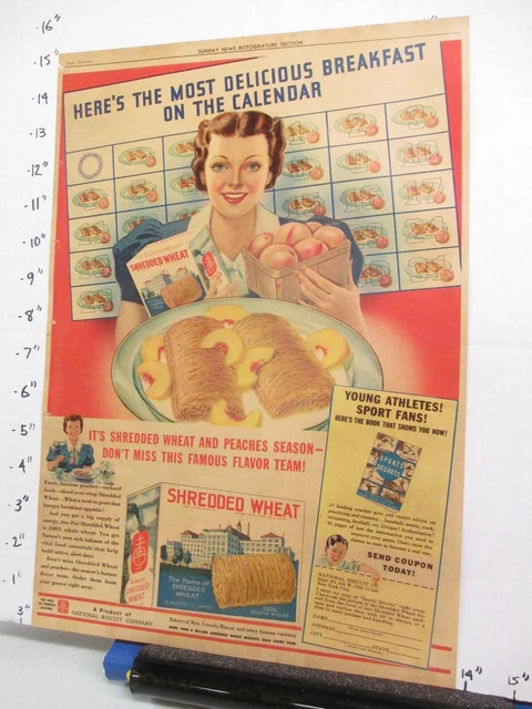 newspaper ad 1937 Nabisco Shredded Wheat cereal box Sports Secret premium book