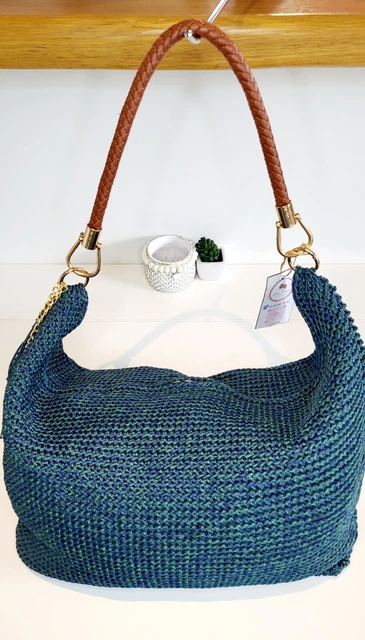 Sac à Main Au Crochet Neuf - Raphia Noir Et Marron - Fait Main En France - Taille Moyenne