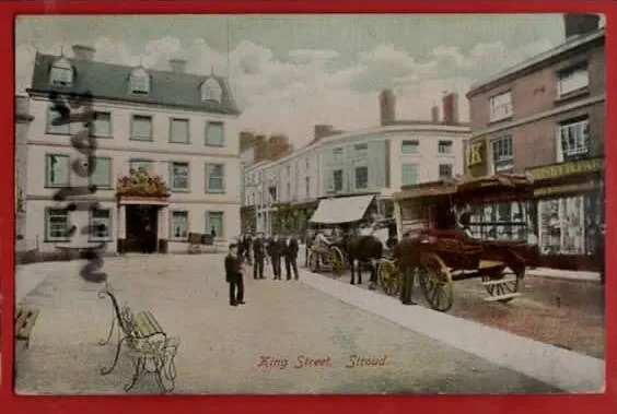 GLOUCESTERSHIER.  STROUD  KING ST  HORSE DRAWN BUS pu 1908