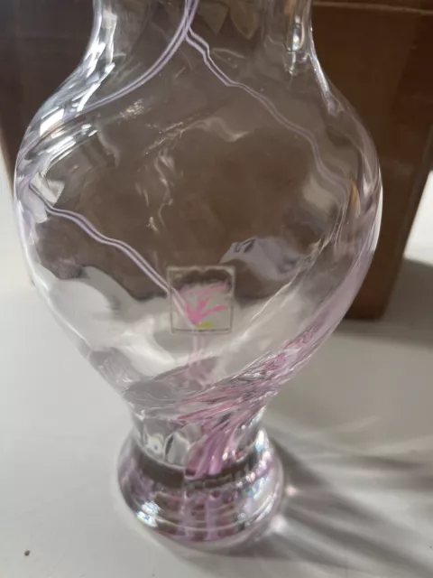 Caithness Scottish Crystal Glass Vase with Pink Swirl Pattern (1) 3