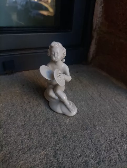 Antica Statuina Putto Suonatore Ceramica Bianca Ginori? Capodimonte Napoli