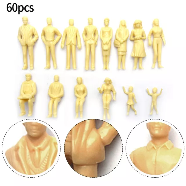 1 87 Unpainted Model Figures for HO Scale Scenery 60PCS Standing People Set