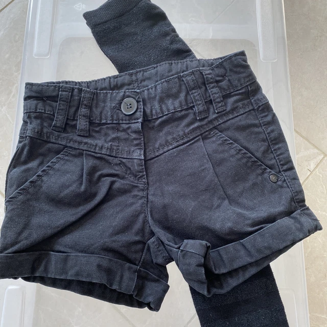 Next girls black shorts with striped tights aged 5 years