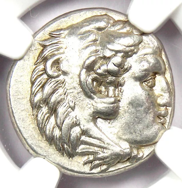 Alexander the Great III Silver AR Drachm 336 BC. NGC Ch XF - Rare Lifetime Issue