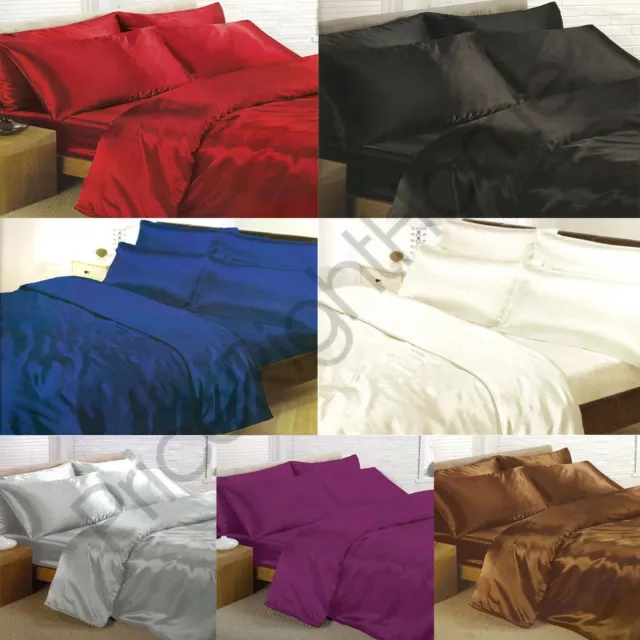 Satin Bedding Sets 4 / 6 Piece - Duvet Cover + Fitted Sheet + Pillowcases