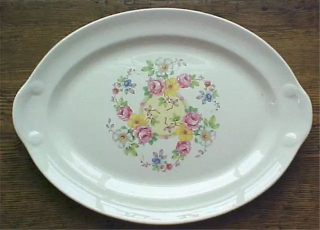 Taylor Smith Taylor Meat Platter Oval Old Fashioned Cabbage Roses Vintage (O)