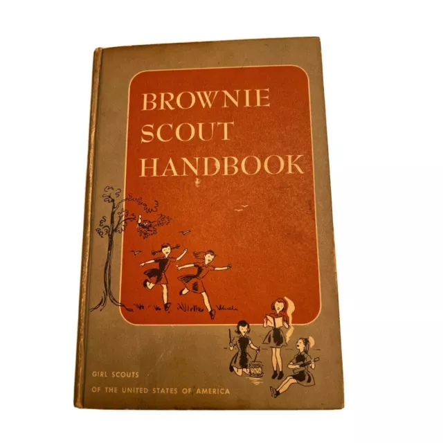 Vintage 1951 Brownie Scout Handbook Hardcover Book Girls  Red Plastic Cover