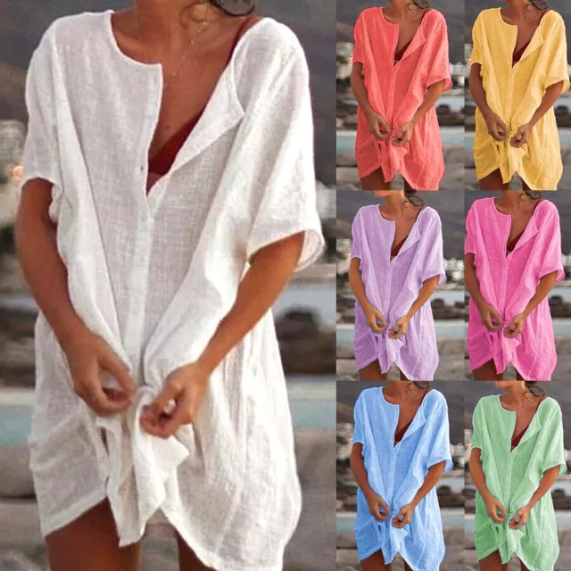 Womens Summer Swimwear Beachwear Bikini Beach Cover Up Shirt Dress Tunic Top