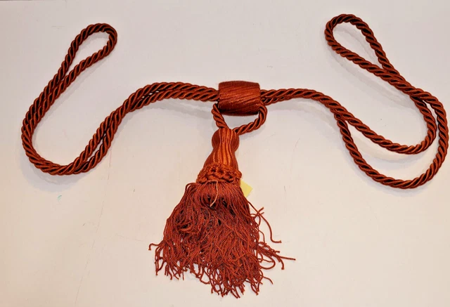 Rust Color Twisted Rope Curtain & Chair Tie Back 30 " Spread with 5" tassel  #9