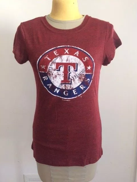 MLB Rangers Texas Genuine Merchandise Cap Slv Crew Shirt Graphic Logo M Red NWT