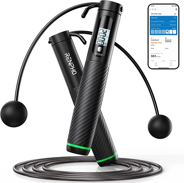 Corde à Sauter Sans Fil Numérique – Compteur De Calories Et De Sauts, Longueur Réglable 3m, Poignée PVC, Idéale Pour Boxe Et Fitness