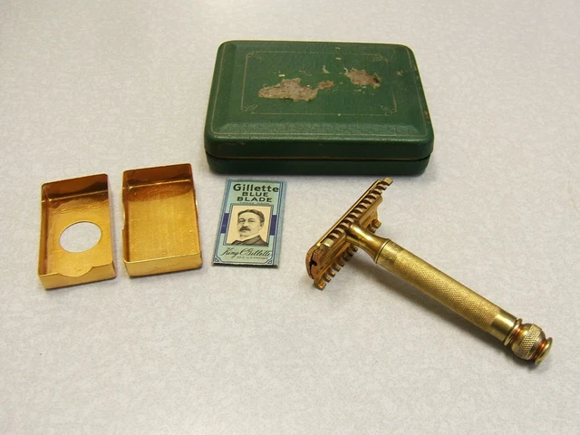 Gillette 1930 WINDSOR NEW Ball Handle DE Safety Razor Set CLEAN