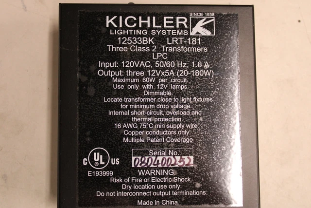 Kichler NSB 12533BK Current Transformers EA