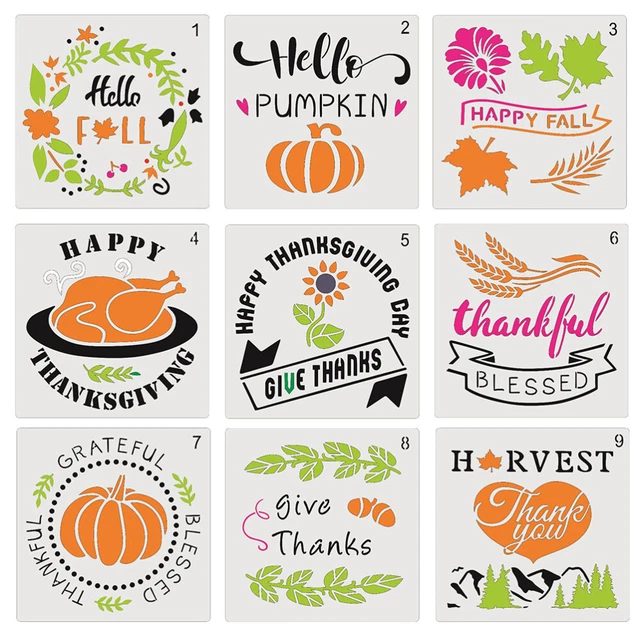 9Pcs DIY Drawing Template Türkei Schablone Herbst Schablone Thanksgiving Vorlage