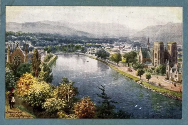 Tuck's Oilette Art Postcard #7677 Scotland Inverness  The Cathedral And River