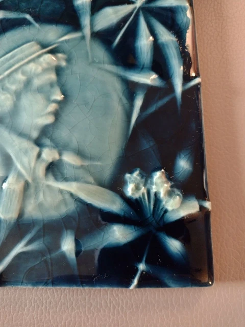 Antique Victorian Beaver Falls Art Tile Glazed Ceramic portrait Mark Twain dandy