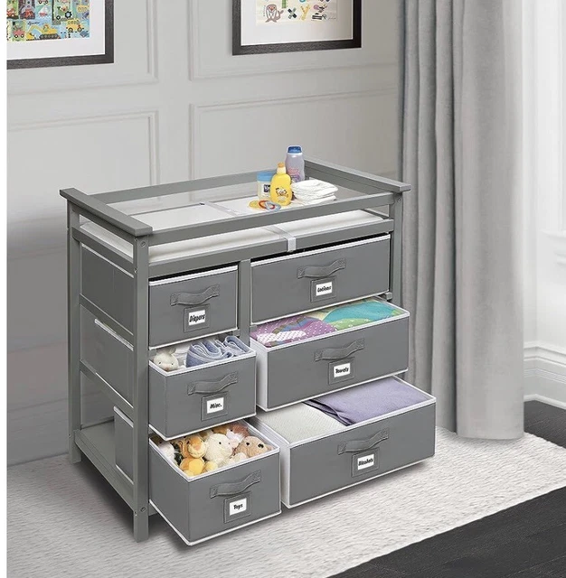 Badger Basket Modern Baby Changing Table with Six Baskets - Gray 2