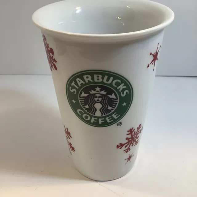 Starbucks 2010 Mug Cup Snowflakes Christmas Holiday 5 1/2" Tall, Excellent