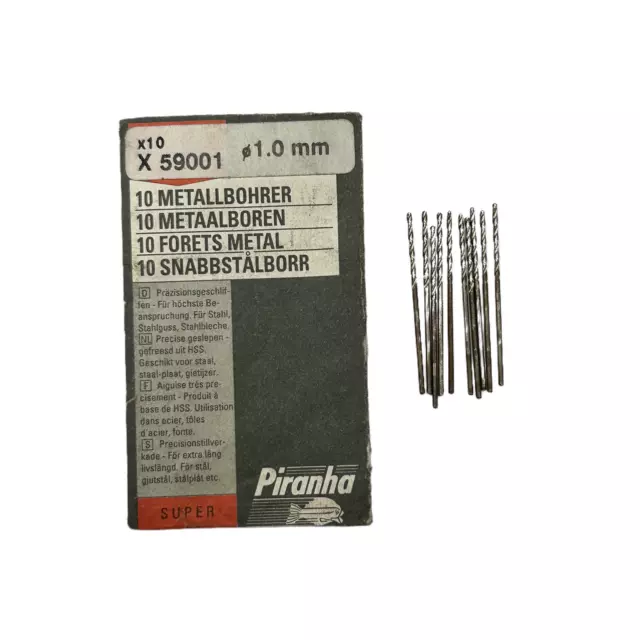 10 Piranha X59001 1.0mm Hss-G Metal Taladro Brocas. Acero, Aleaciones. Hecho En