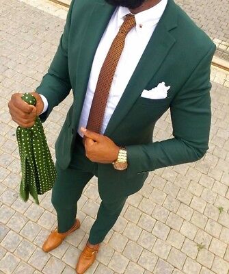 Gli Uomini Verde Scuro Slim Fit Suit Smoking Sposo Nozze Cena Ballo Suit Custom
