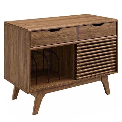 Modway Render Mid-Century Modern Vinyl Record Storage Display Cabinet, 37 Inc...
