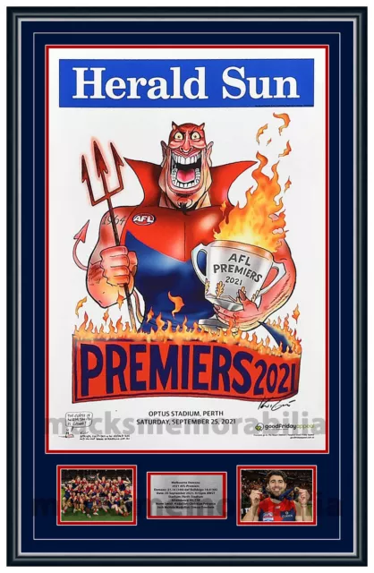 2021 Afl Premiers Melbourne Demons Mark Knight Poster Weg Framed Herald Sun