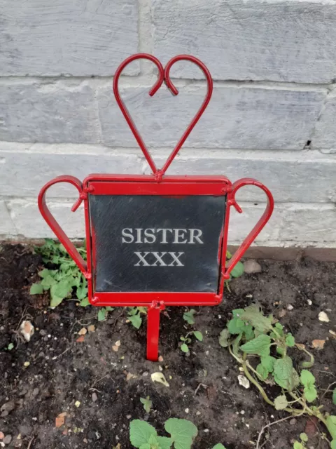 Personal 4" Slate Memorial Plaque Stake -Grave Marker or Outdoor Garden - SISTER