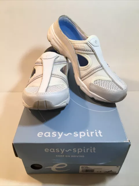 Womens Easy Spirit White Esarora Slip-On Mules Clogs Shoes Sz 6 M