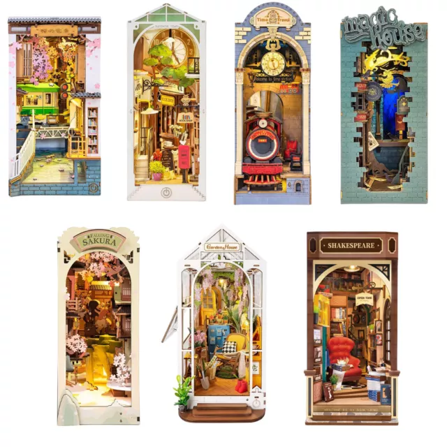 Rolife 7 Set Buch Nook Regal 3D HolzPuzzle Puppenhaus Dekor Erwachsene geschenke