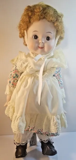 Vintage Seymour Mann Porcelain Brown Eye Curly Hair Floral Dress 14" Doll