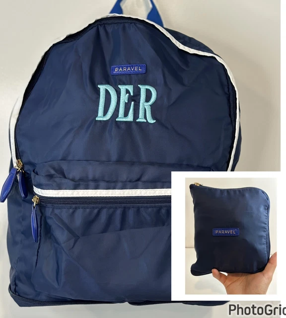 Paravel Mini Fold-Up Backpack Navy Blue Nylon Lightweight Travel Bag DER
